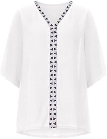 Ljetne šifonske bluze za Žene, Ležerne majice kratkih rukava šišmiš s izrezom u obliku slova u, labave, lepršave majice s