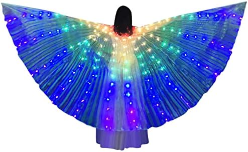 LED trbušna plesna krila s štapom, šarene leptirske plesne krila LED svjetla trbušni ples Isis krila Završena odjeća za karneval,