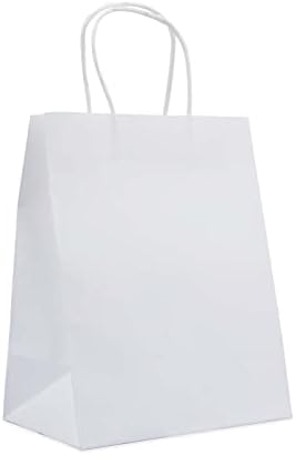 Kraft papirne vrećice s ručkama od 8 do 4, 75 do 10 u bijeloj boji,25 pakiranja