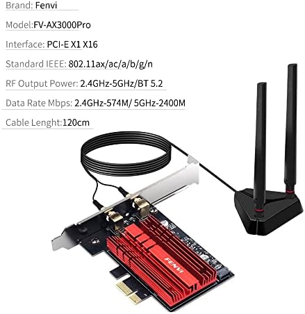 Fenvi AXE3000PRO AX210NGW WIFI 6E PCI-E Network Card Tri-Band BT5.2 Wireless Gigabit 802.11Ax AC 6GHz 5GHz 2,4GHz Mu-miMo