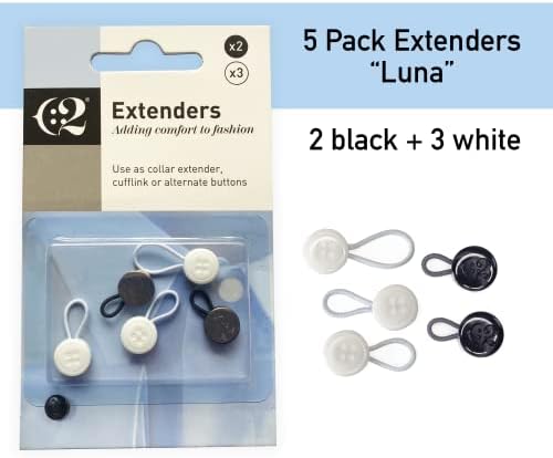 Kvalitetni elastični nastavci za gumbe ovratnika košulje 92-5 pakiranja-Crna-nekoliko veličina: mala, redovita i velika