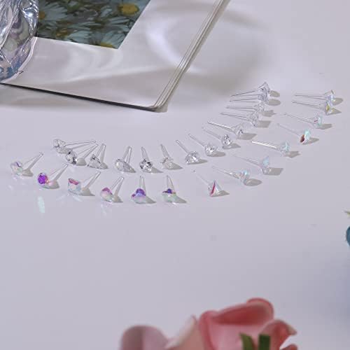 14 parova prozirnih plastičnih naušnica naušnice za žene s rhinestones akrilne naušnice prozirni držač za piercing za sport
