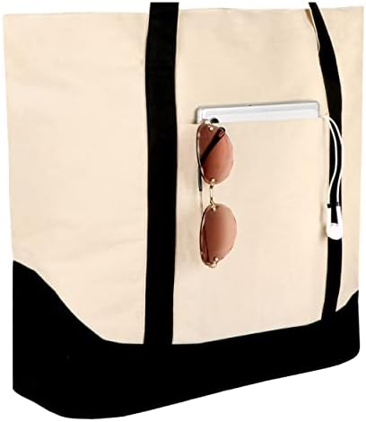 B4BAGS Velika torba s platnenim torbama s patentnim zatvaračem i džepovima | Plaža torbe sklopiva putopisna torba za žene