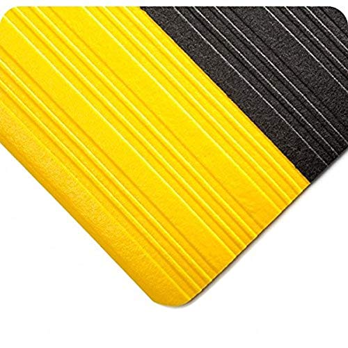 Губчатый mat Wearwell 451.38x3x33BYL Tuf, dužina 33 cm x širina 3 cm x debljina 3/8 inča, crna sa žutim