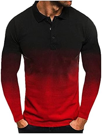 Muški puloveri s ovratnikom s printom, vrhovi, ležerna ugrađena osnovna majica dugih rukava, Majice za vježbanje za muškarce