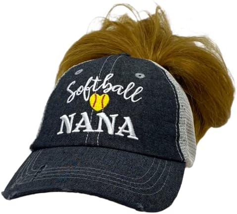 Cocomo Soul Womens softball nana šešir | Softball Nana CAP | Softball Nana Messy Bun Top konjski šešir | Softball nana 315
