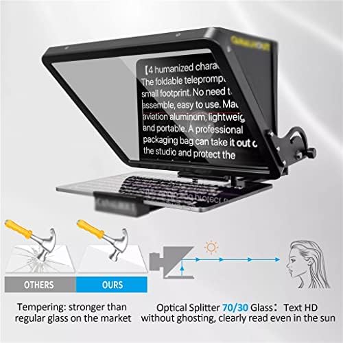 ZLXDP 16 Univerzalni teleprompter za sve tablete/iPad, video kamera/DSLR, unaprijed sastavljeno, 70/30 Staklo za cijepanje