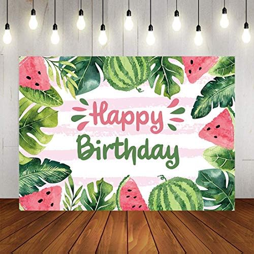 Pozadina za fotografiranje s temom ljetnog voća i lubenice akvarel djeca Sretan rođendan banner za zabavu torta dekoracija