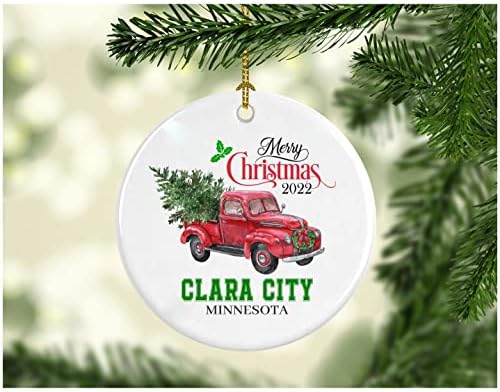Božićni ukras Stablo Sretan Božić 2022. Clara City Minnesota Ornament Smiješni poklon božićni odmor kao obitelj Prilično