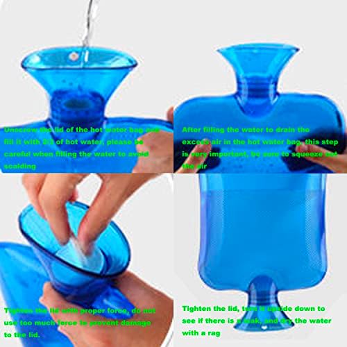 HPWFHPLF boce s toplom vodom, 2 pakiranja 2L zadebljana vreća za ublažavanje boli, prozirna stopala za noge toplije, hladne