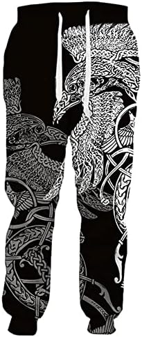 Nordijske vikinške hlače za trčanje s uzorkom Vrana hlače visokog struka ulična odjeća trenirke za trčanje s džepovima