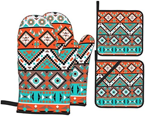 Šareni Navajo uzorak aztec -toplinski otporni na pećnicu i držači lonaca