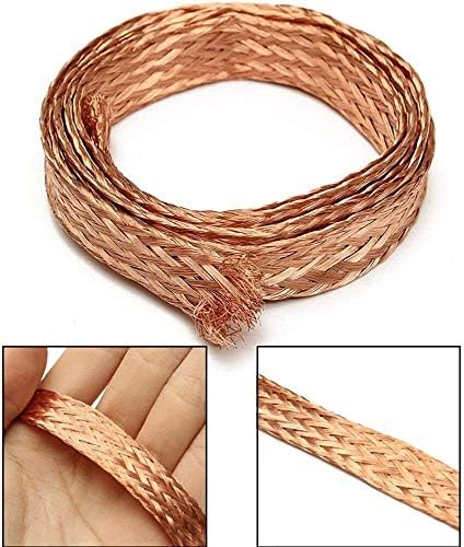 Bakrena pletena žica 5M / 16,4 ft bakreni pleteni ravni kabel fleksibilnost goli metalni pleteni Rukav žica za uzemljenje