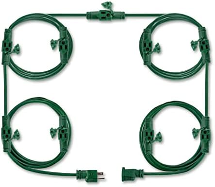 50 ft produžni kabel s više utičnica - 10 ravnomjerno raspoređenih izlaznih slavina s vodootpornim poklopcima na svakih 5