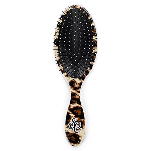 Čvrsta leopard prirodno smeđa 6 -inčna akrilna okrugla četka za kosu
