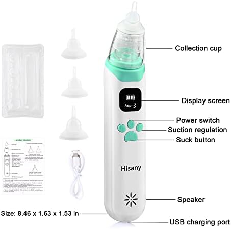 Momany Električno usisavanje nosa za bebu 3. zupčanik podesiv, nosni aspirator za bebu s glazbom umirujuća funkcija briga
