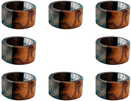 Uni_crafts drveni i smola salveti prsten set za ukras blagovaonice
