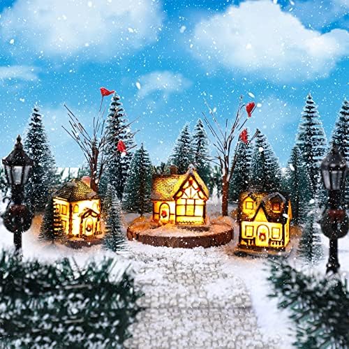 31 PCS minijaturno božićno selo pribor za boce četkice LED osvijetljena božićna seoska kuća Mini božićna drvca božićna sela
