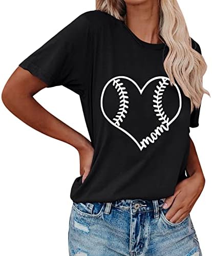 Žene rade vrhove, bejzbol grafičke majice Slatka majica s baseball tiskanom ljetnom majicom kratkih rukava casual sportski