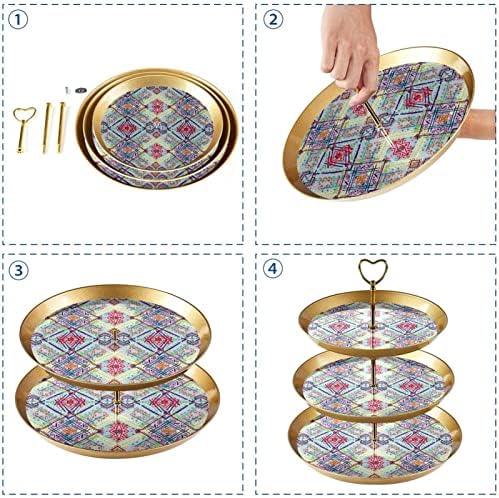 TORK SET SET 3 slojeva Cupcake Stands Platter za višekratnu upotrebu za vjenčanicu za vjenčanje rođendana čajanke, plemenska