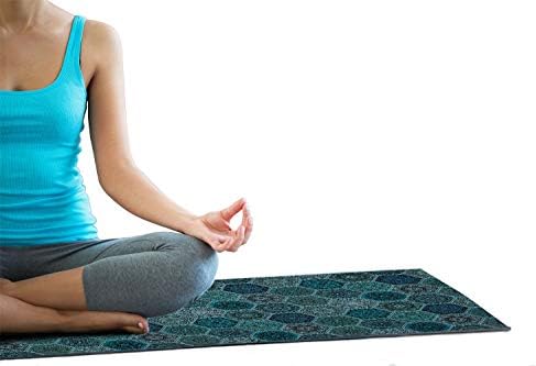 Ambsonne Abstract Yoga Mat ručnik, zamršeni dizajn patchwork-a cvjetnog stila u tisku tamnih hladnih tonova, bez klizanja