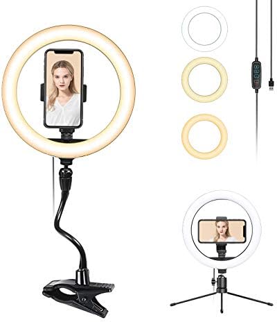 10 LED selfie prstenasto svjetlo s fleksibilnom kopčom, postoljem za stativ i držačem telefona, podesivo stolno prstenasto
