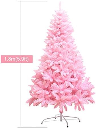 Zpee Umjetno ružičasto božićno drvce, materijal PVC šarke s metalnim postoljem koji se lako sastavlja božićni ukras golo