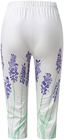 DreamLascar visoki struk Capri trenerke za žene atletske rastezljive hlače aktivne žene cvjetni tisak casual hlače
