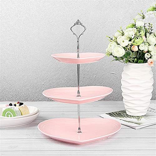 Pladanj za torte s 3 sloja ružičastog srca keramički stalak za torte s voćem tanjur porculanski stol za posluživanje držač
