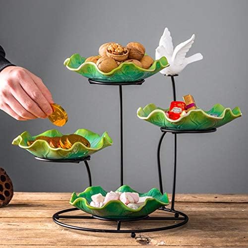 + 4-slojni stalak za torte keramički tanjur za voće pladanj za desert u obliku lotosovog lista pladanj za predjelo za vjenčanje
