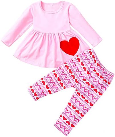 Slatko za tinejdžerke djevojke dugačka dječja haljina+hlače rukave djevojke Set Toddler Baby Heart Print za bebe poklon za