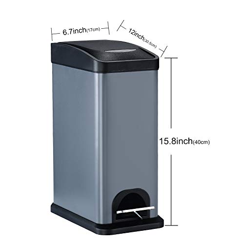 8 litara kanta za smeće, kanta za smeće od ugljičnog čelika s poklopcem i plastičnom unutarnjom kantom za kupaonicu