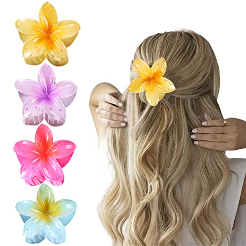 4pcs Slatka havajska isječka za cvjetne kandže za žene, elegantni nonslop Plumeria isječci za kosu pribor za kosu za djevojčice
