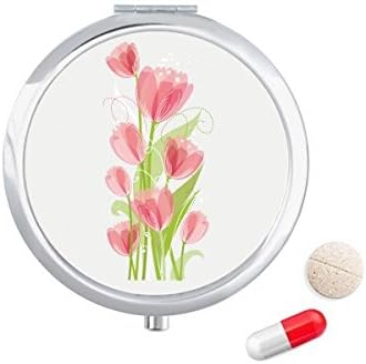 Ilustracija biljke tulipana cvijet kutija za tablete džepna kutija za pohranu lijekova spremnik za doziranje