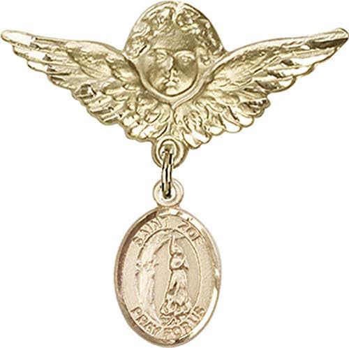 Ikona za djecu s amuletom Svete Zoe Rimske i Pribadačom za značku anđeo s krilima / Zlatna dječja značka sa šarmom Svete