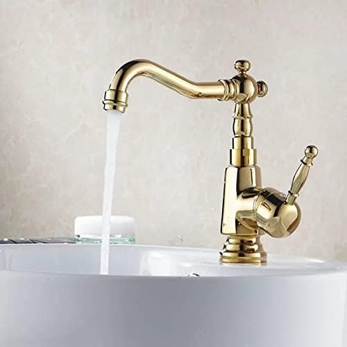 Okretni izljudnik Voda Polirana zlatna boja mesingana jednostruka ručica jednostruka kuhinja sudoper i kupaonica slavina