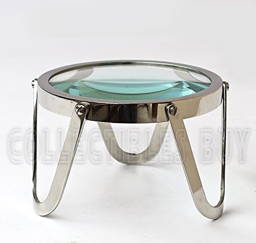 Moderni kromirani stol s povećalom u nautičkom stilu autentično Srebro Vintage nautički poklon predmeti