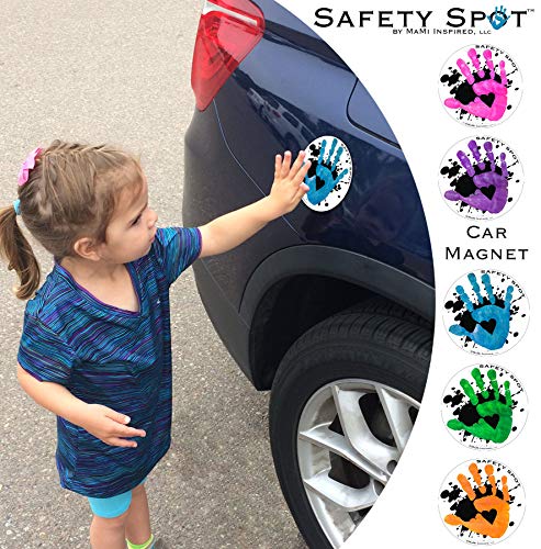 Sigurnosni magnet - dječji otisak za parkiralište za parkiralište - bijela s crnom splatskom pozadinom
