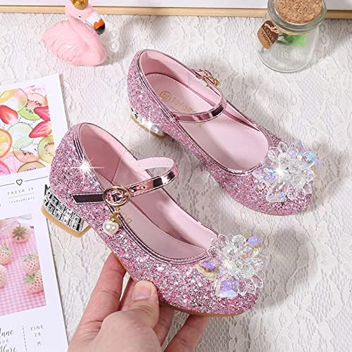 Toddler Little Kid Girls haljine pumpe Sjajne šljokice princeza cvjetna niska potpetica zabava show plesne cipele slatke
