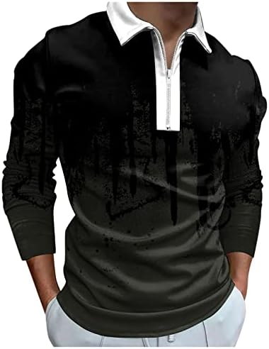 Xxzy golf po-lo majice za muškarce modno labave labave zatvarača 3D digitalni tisak dugih rukava gornji rukav majica muškaraca