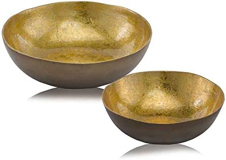 Homeroots 17 x 17 x 4,5 Zlatni i brončani metal Velika okrugla - zdjela
