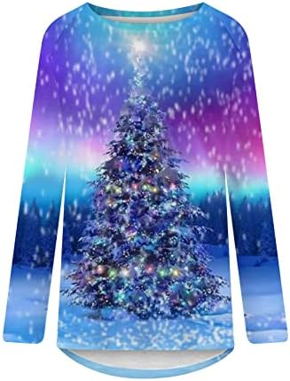 Božić Plus size tunika dugih rukava vrhovima za žene labav kroja majice s uzorkom snjegovića slatka pulover elegantna bluza