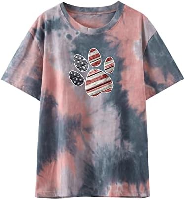 Dan sjećanja za žene za žene kravate boje Patriotske majice posada vrat USA zastave grafičke majice kratki rukavi modni vrhovi