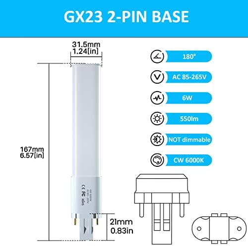 Led žarulje Bonlux 6W GX23 s 2-pin цоколем, GX23d LED Žarulja PL 13 W CFL/Kompaktna fluorescentna žarulja za zamjenu dnevnog
