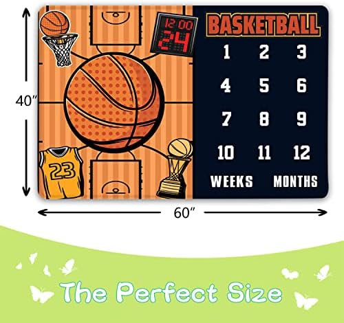 Qicaiyun košarkaški dizajn za personalizirane mjesečne slike za bebe meka mjesečna slika pokrivač za novorođenčad košarkaška