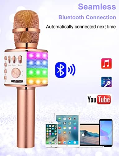Karaoke mikrofon za djecu, Prijenosni 4 u 1 zvučnik s podesivim LED osvjetljenjem, izvrstan poklon za djevojčice 4 5 6 7