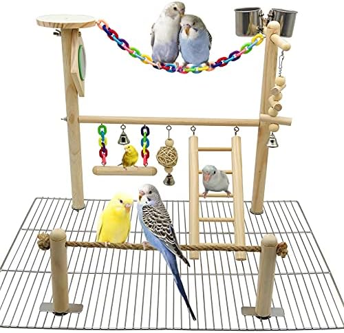 Igralište za ptice na vrhu kaveza, viseće igračke za žvakanje za teretanu za papige, stalak za igru na vrhu kaveza za uzgajivačnice,