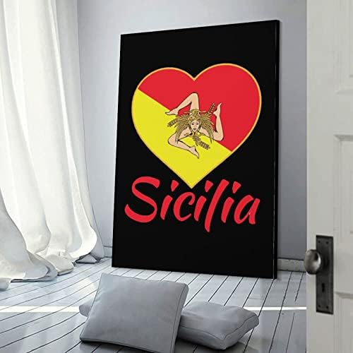 Zastava Sicilije - sicilijanska trinacrija tiskana slika zidna umjetnost Moderna umjetnička djela vertikalna viseća slika