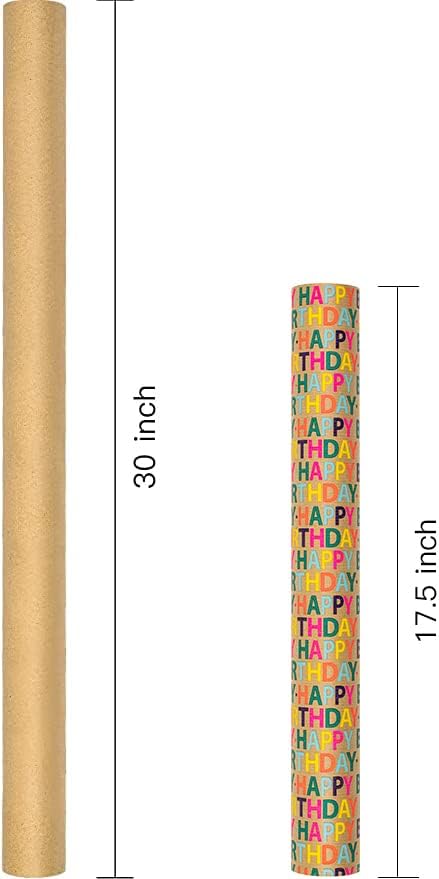 Kraft papir za omatanje papir - šareni sretan rođendanski uzorak Izvrstan za rođendan, zabavu, Dječji tuš-17,5 inča od 32,8