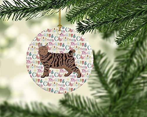 Caroline blaga wdk2609co1 pixie bob 3 mačka božićna keramička ukras, ukrasi za božićno drvce, viseći ukras za Božić, odmor,